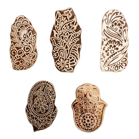 Set of 5 Piece New Mix Wooden Printing Block